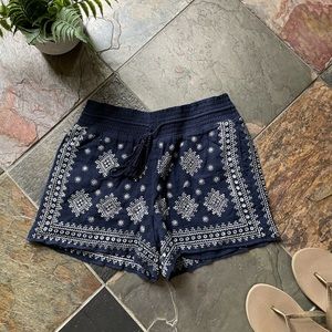 JCrew Navy Embroidered Draw String Shorts, Size XXS